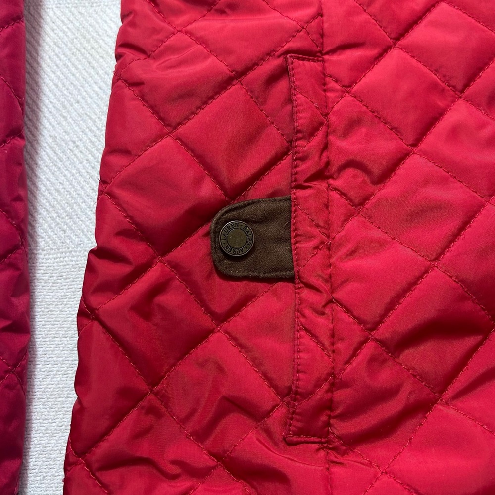 Lauren Ralph Lauren Quilted Jacket Red Size Small Snap Button Pockets RL‎ Logo - Picture 3 of 8